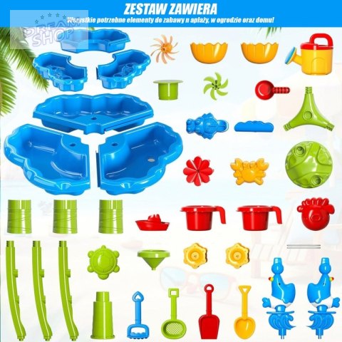 WOOPIE Stolik Wodny 2w1 Piaskownica Fontanna XXL Aquapark z Delfinem