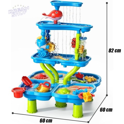 WOOPIE Stolik Wodny 4w1 Piaskownica Wodospad XL 4-Poziomowy Delfin