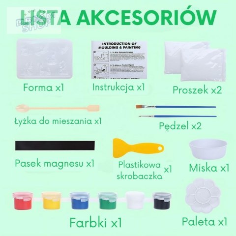 WOOPIE Zestaw Kreatywny z Farbami DIY Zrób Odlewy Gipsowe Figurki i Pomaluj - Zestaw Zwierzątka