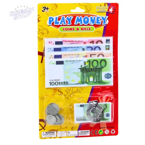Zestaw Pieniądze Zabawkowe Euro Banknoty Monety Eurozawieszka