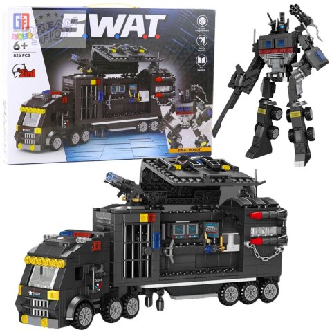 Klocki Konstrukcyjne 8w1 Pojazd SWAT Policja Robot 826 el.