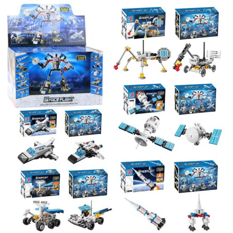 Klocki Konstrukcyjne Zestaw Kosmiczny Rakiety Anteny Roboty 2w1 44-54 el.