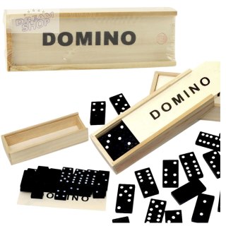 Gra Logiczna Rodzinna Domino 32 Płytki Drewniane Czarne