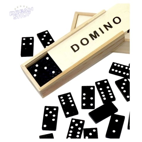 Gra Logiczna Rodzinna Domino 32 Płytki Drewniane Czarne