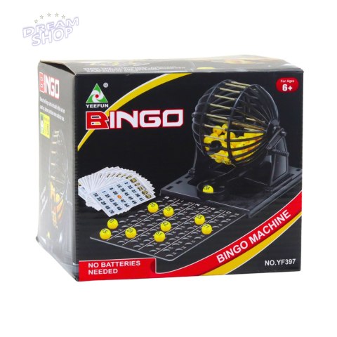 Gra Rodzinna Bingo Maszyna Losująca Klasyczna 80 Kulek 20 Kart