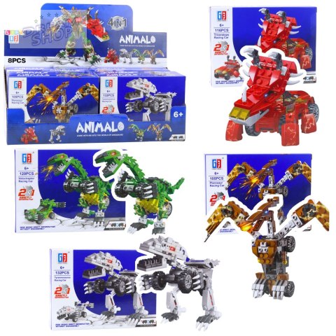 Klocki Konstrukcyjne Dinozaur Auto 2w1 105-132 el. Mix