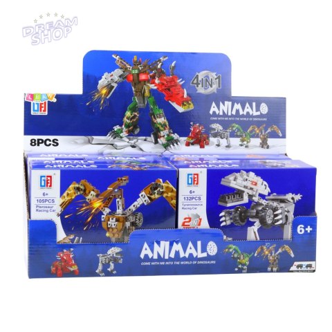 Klocki Konstrukcyjne Dinozaur Auto 2w1 105-132 el. Mix