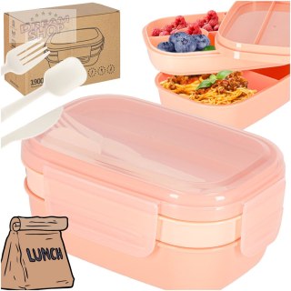 Lunch box śniadaniówka pudełko śniadaniowe z przegródkami dzielone 1900ml morelowe