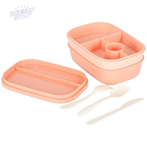 Lunch box śniadaniówka pudełko śniadaniowe z przegródkami dzielone 1900ml morelowe