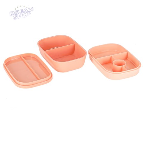 Lunch box śniadaniówka pudełko śniadaniowe z przegródkami dzielone 1900ml morelowe