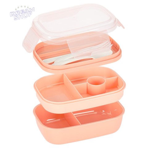Lunch box śniadaniówka pudełko śniadaniowe z przegródkami dzielone 1900ml morelowe