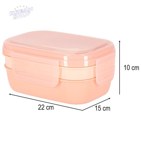 Lunch box śniadaniówka pudełko śniadaniowe z przegródkami dzielone 1900ml morelowe