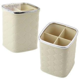 Organizer Pojemnik Na Pędzle Cztery Przegrody Biały 12 x 9,5cm