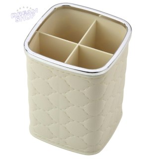 Organizer Pojemnik Na Pędzle Cztery Przegrody Biały 12 x 9,5cm