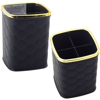 Organizer Pojemnik Na Pędzle Cztery Przegrody Czarny 12 x 9,5cm