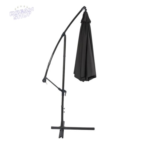 Parasol Ogrodowy Boczny Z Regulacją Pochyłu Pokrowiec 350 x 250cm Czarny