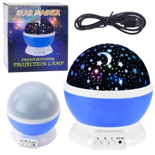 Projektor Gwiazd Obrotowy 360° LED Lampka Nocna Niebieski