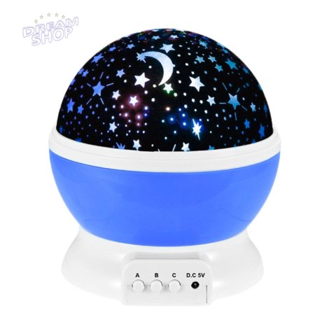 Projektor Gwiazd Obrotowy 360° LED Lampka Nocna Niebieski
