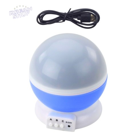 Projektor Gwiazd Obrotowy 360° LED Lampka Nocna Niebieski