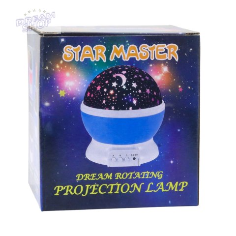 Projektor Gwiazd Obrotowy 360° LED Lampka Nocna Niebieski