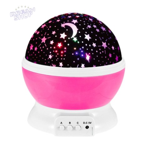 Projektor Gwiazd Obrotowy 360° LED Lampka Nocna Różowy