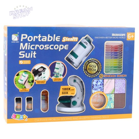 Przenośny Mikroskop Edukacyjny Dla Dzieci 2w1 60X/180X Akcesoria