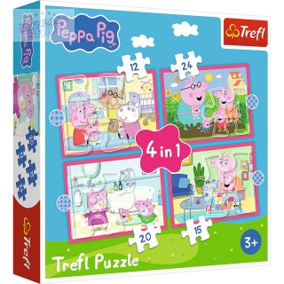 Puzzle 4w1 (12,15,20,24) - Peppa uwielbia przygody Trefl 34672