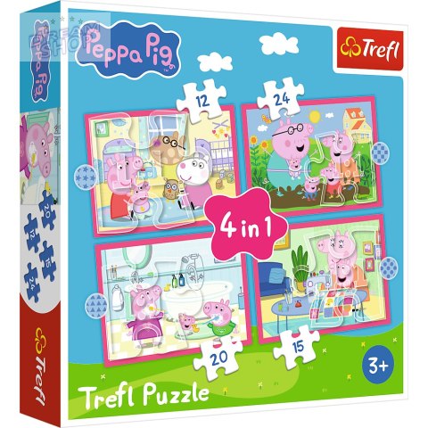 Puzzle 4w1 (12,15,20,24) - Peppa uwielbia przygody Trefl 34672