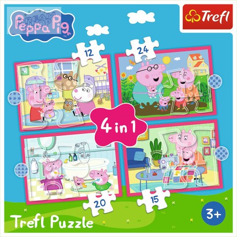 Puzzle 4w1 (12,15,20,24) - Peppa uwielbia przygody Trefl 34672