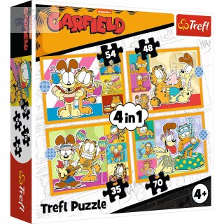 Puzzle 4w1 Garfield Kocha lasanięTrefl 34673