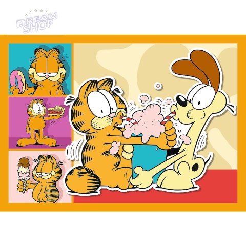 Puzzle 4w1 Garfield Kocha lasanięTrefl 34673