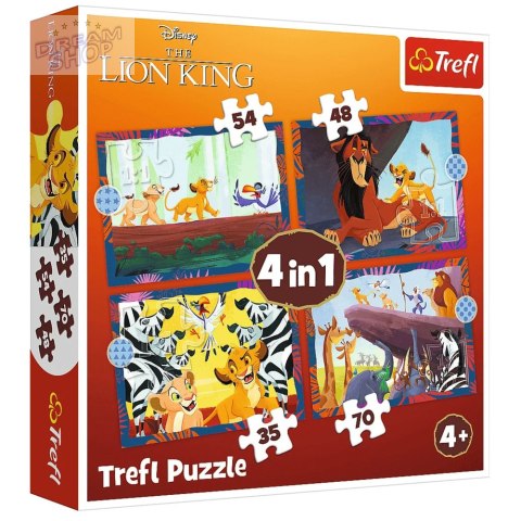 Puzzle - "4w1" - Odważny Król Lew / Disney Lion King Trefl 34653