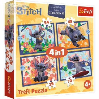 Puzzle - 4w1 - Wakacje na Hawajach - Disney Stitch Trefl 34666