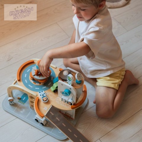 TOOKY TOY Drewniany Kosmiczny Parking Stacja Kosmiczna