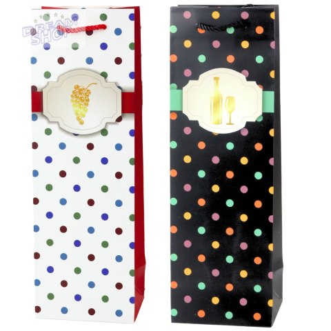Torba Prezentowa Na Wino Butelkę W Kropki 35 x 12 x 9 cm