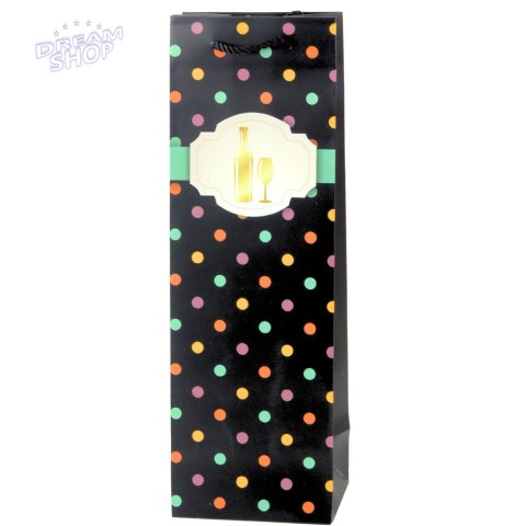 Torba Prezentowa Na Wino Butelkę W Kropki 35 x 12 x 9 cm