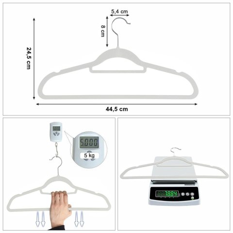 Wieszak welurowy Maxi komplet 5 szt - szary