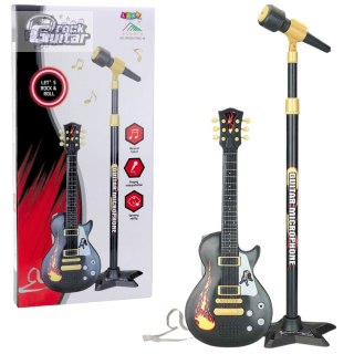 Zestaw Muzyczny Dla Dzieci Gitara Statyw Z Mikrofonem Czarny