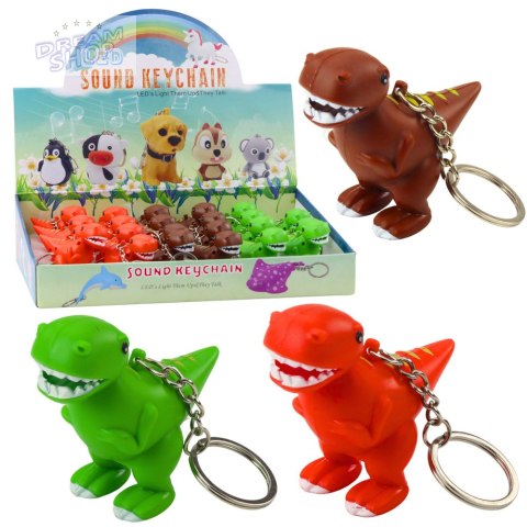 Brelok Do Kluczy Plecaka Dinozaur Latarka LED Dźwięki Mix Kolor