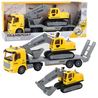 Ciężarówka Laweta Koparka Gąsienicowa Ruchoma Światła Dźwięki Żółta