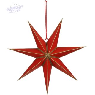 GWIAZDA DEKORACYJNA WISZĄCA PAPIEROWA FSC 14x45CM CZERWONA 7 RAMION MICA