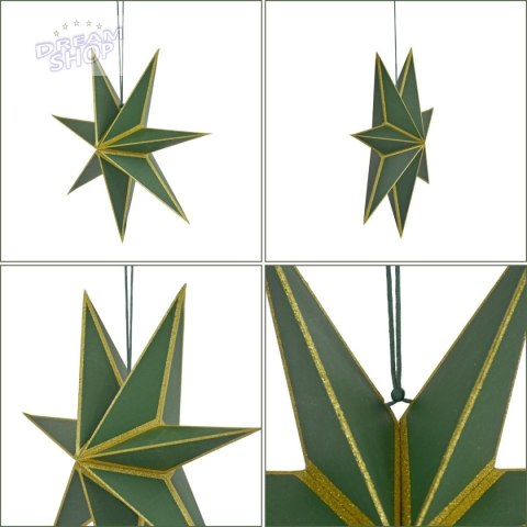 GWIAZDA DEKORACYJNA WISZĄCA PAPIEROWA FSC 14x45CM ZIELONA 7 RAMION MICA