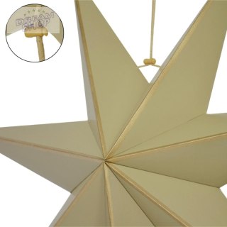 GWIAZDA DEKORACYJNA WISZĄCA PAPIEROWA FSC 18x60CM BEŻOWA 7 RAMION MICA