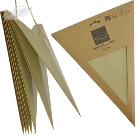GWIAZDA DEKORACYJNA WISZĄCA PAPIEROWA FSC 18x60CM BEŻOWA 7 RAMION MICA