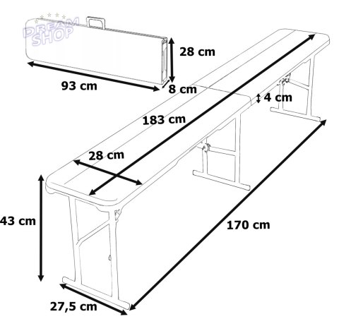 Ławka cateringowa składana WOODLAND brązowa 183 cm