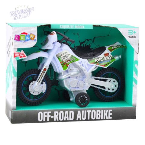Motor Crossowy Off-Road Napęd Światła Dźwięki Biały