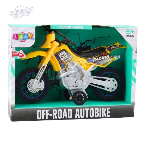 Motor Crossowy Off-Road Napęd Światła Dźwięki Żółty