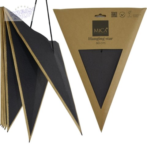 GWIAZDA DEKORACYJNA WISZĄCA PAPIEROWA FSC 18x60CM CZARNA 7 RAMION MICA