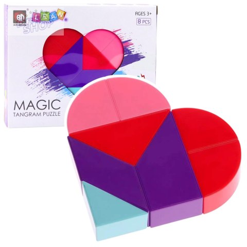 Klocki Magnetyczne Tangram Układanka Serce Naklejki 8 el.