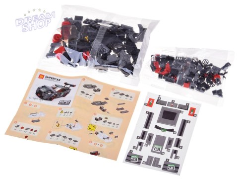 Klocki techniczne Sportowe auto SZARE 166-elementów + naklejki ZA5743